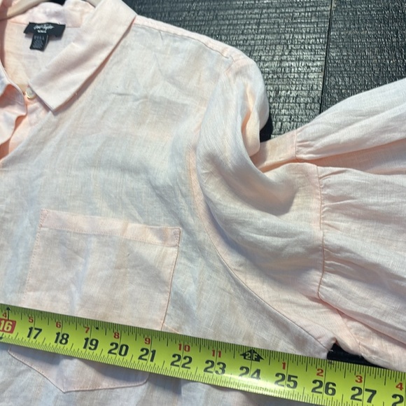 NWT Lord & Taylor Woman 100% Linen Button Down Tunic Shirt Bell Sleeves size 3X - Picture 9 of 10